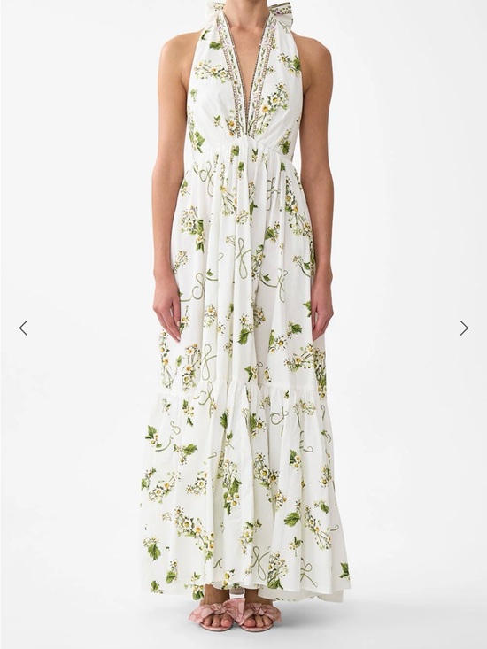 Camilla Dresses & Skirts - Camilla Ruffle Hem Embellished Halter Dress Botanical Utopia